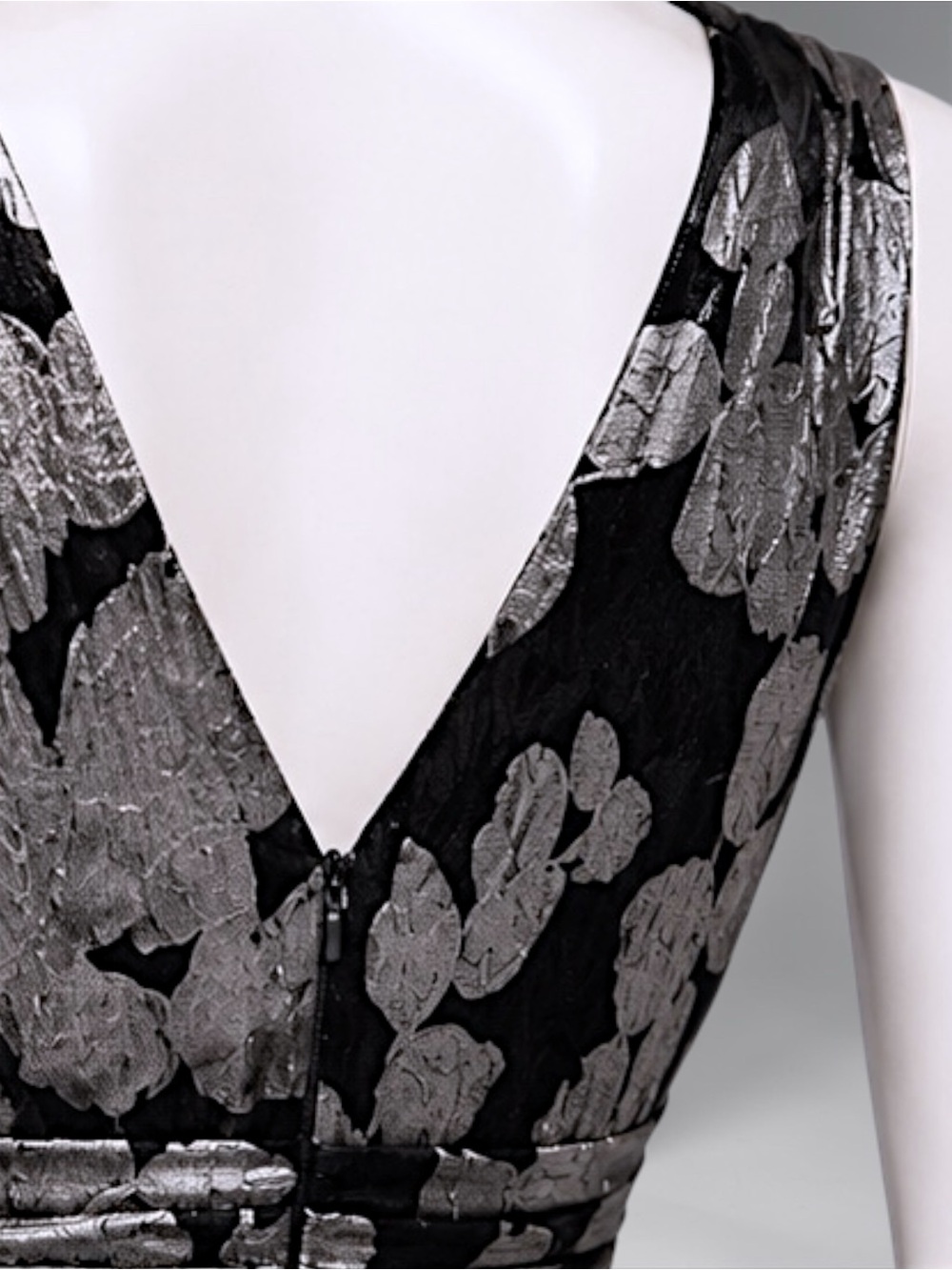 BA Nites Foil Crinkle V-Neck Evening Gown - Picture 13 of 16